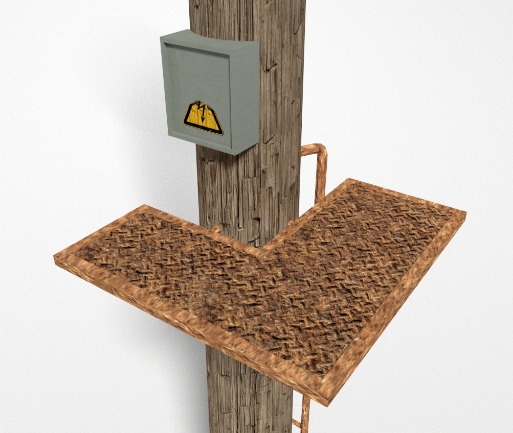 wooden power pole 3d obj