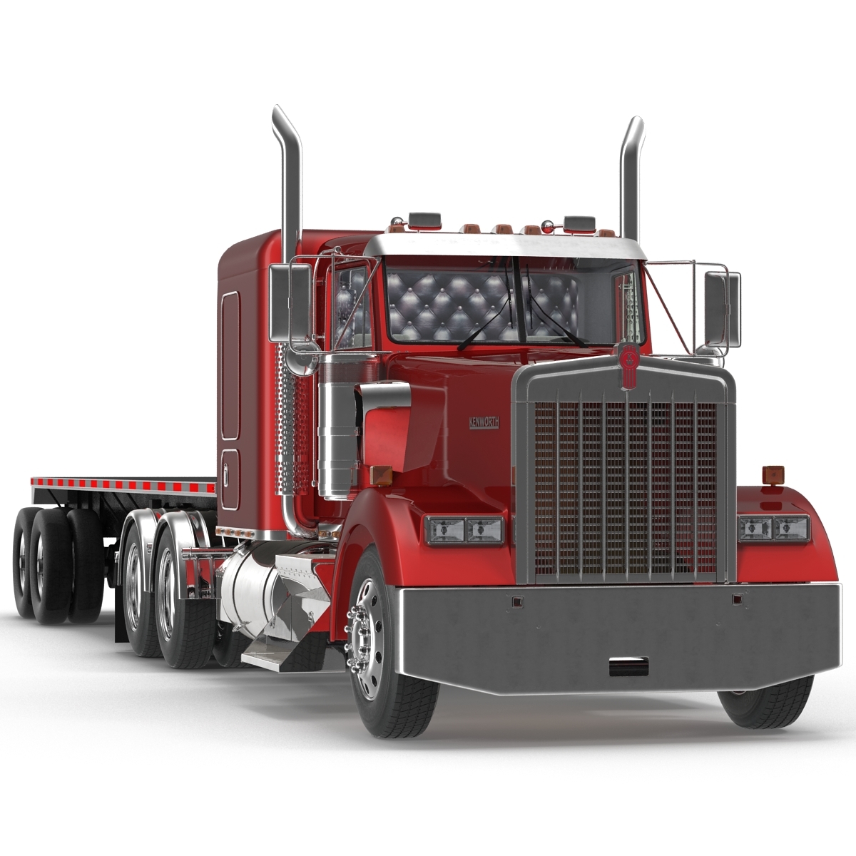 truck w900 flatbed trailer 3d max