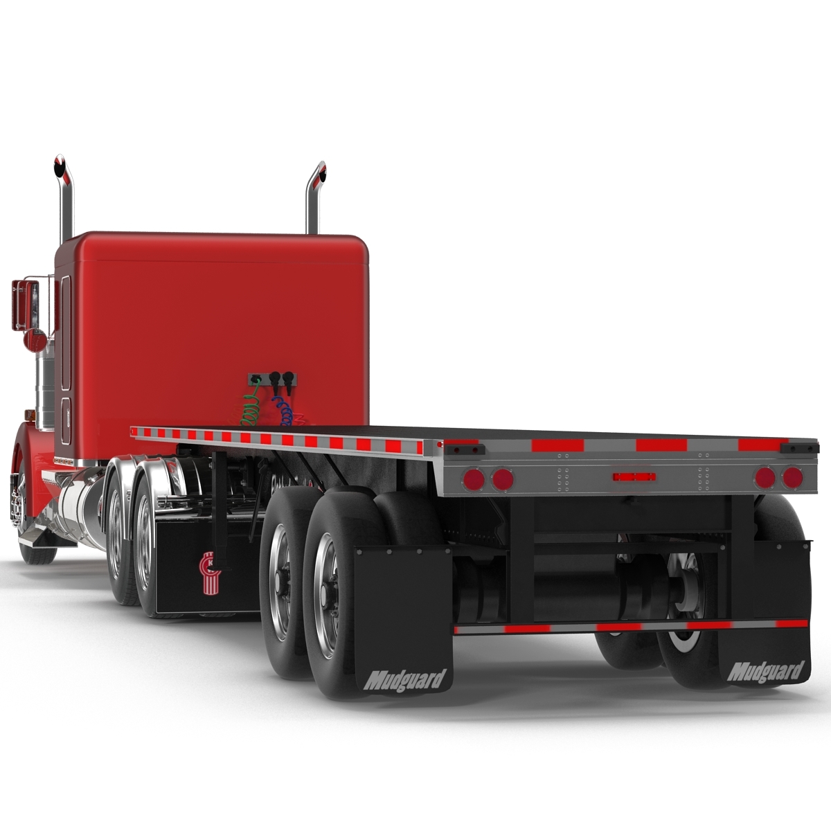 truck w900 flatbed trailer 3d max