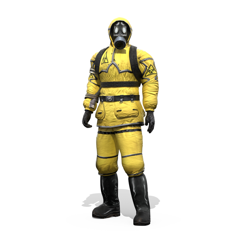 man in protective hazmat suit