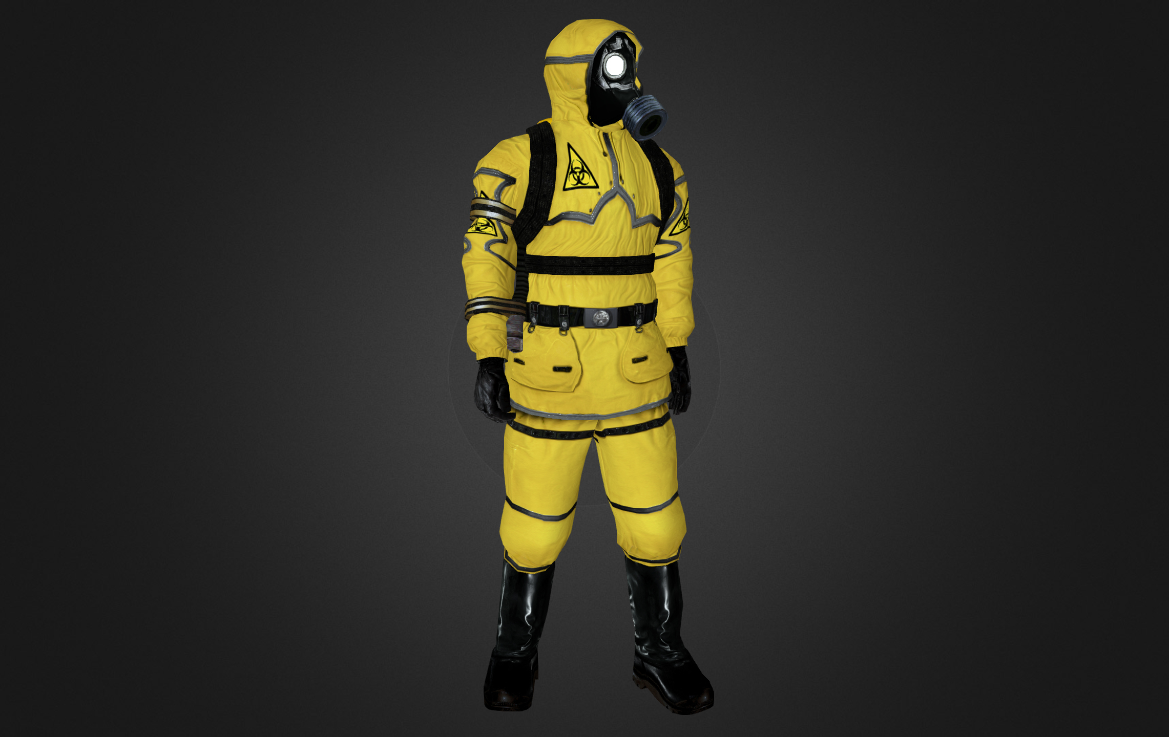 man in protective hazmat suit