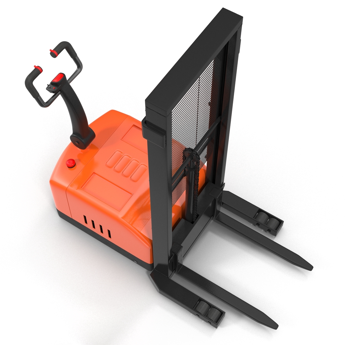 electric walkie stacker with plastic pallet and boxes 3d models