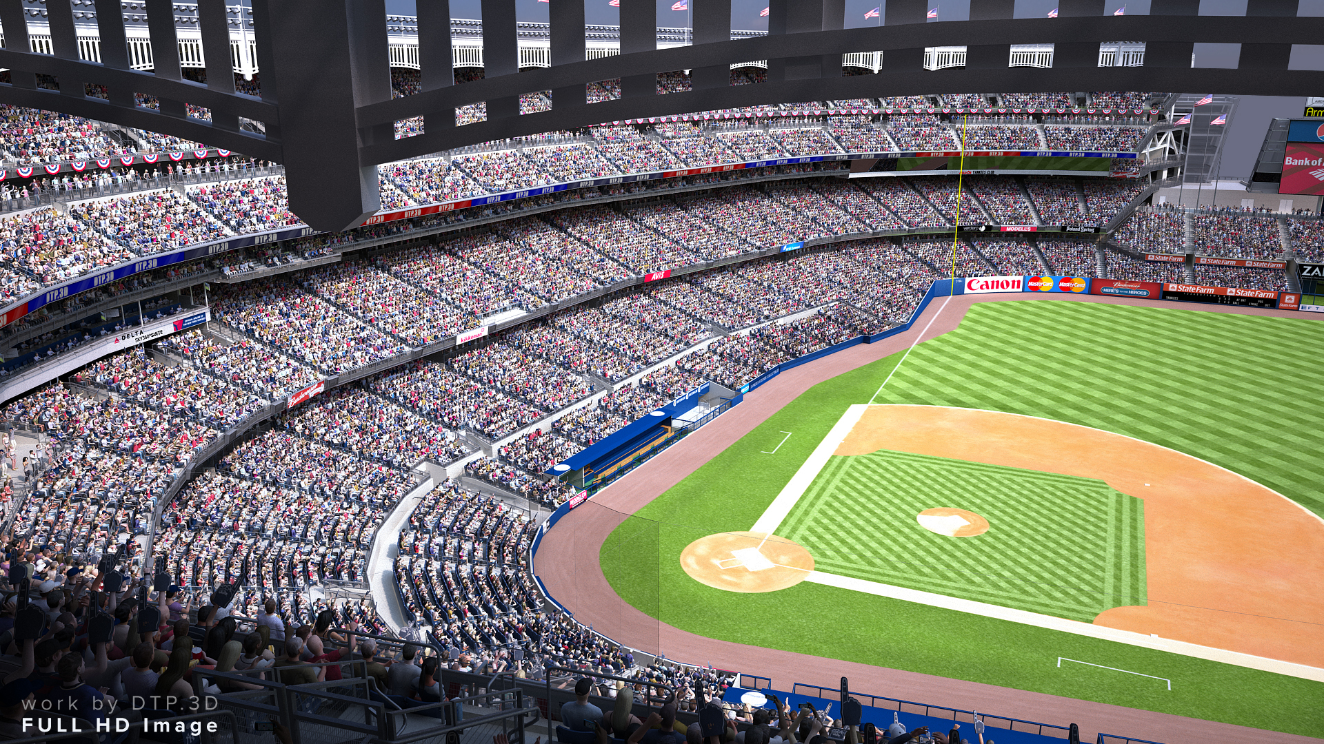 yankee stadium with animated audience