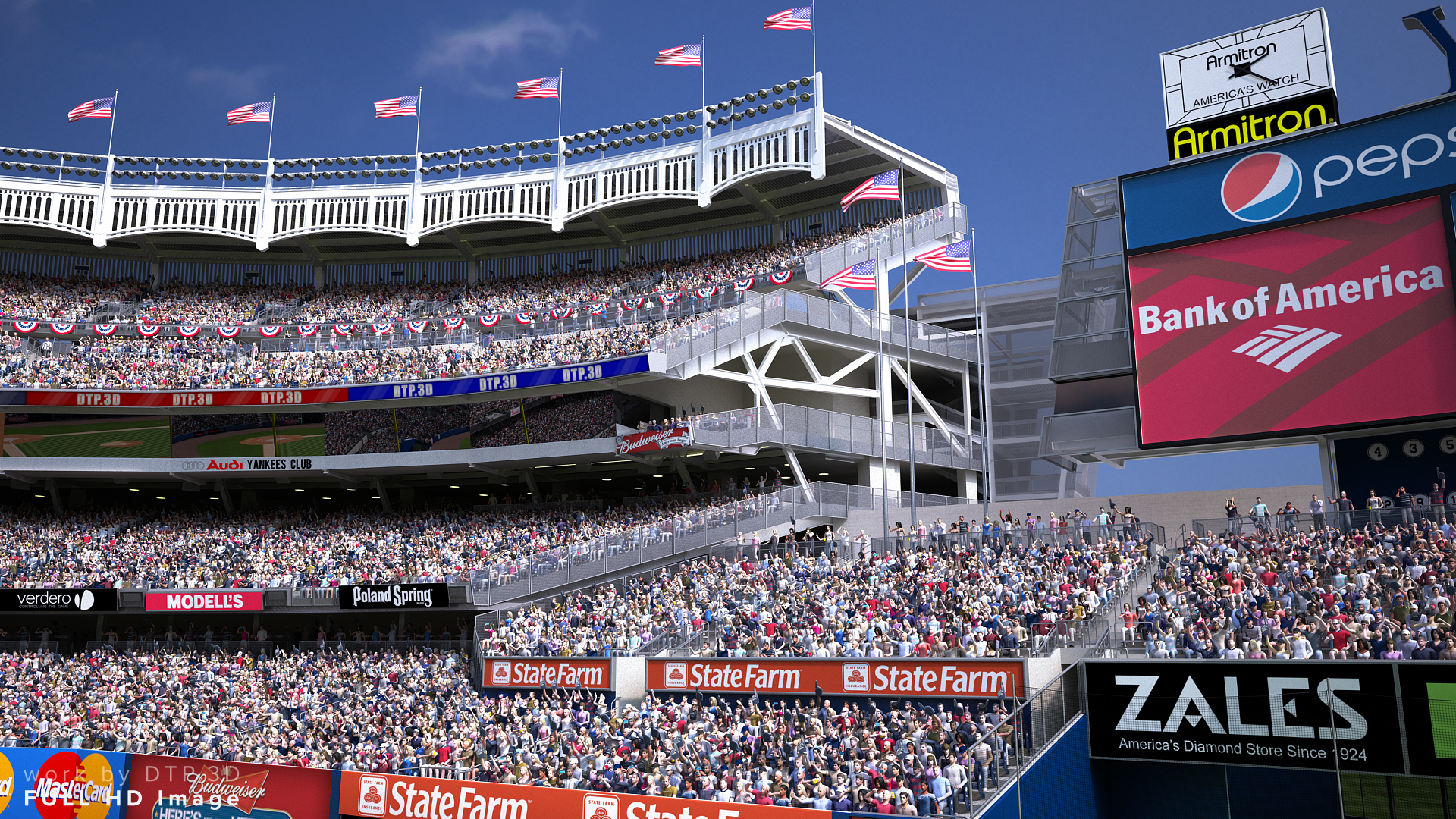 yankee stadium with animated audience