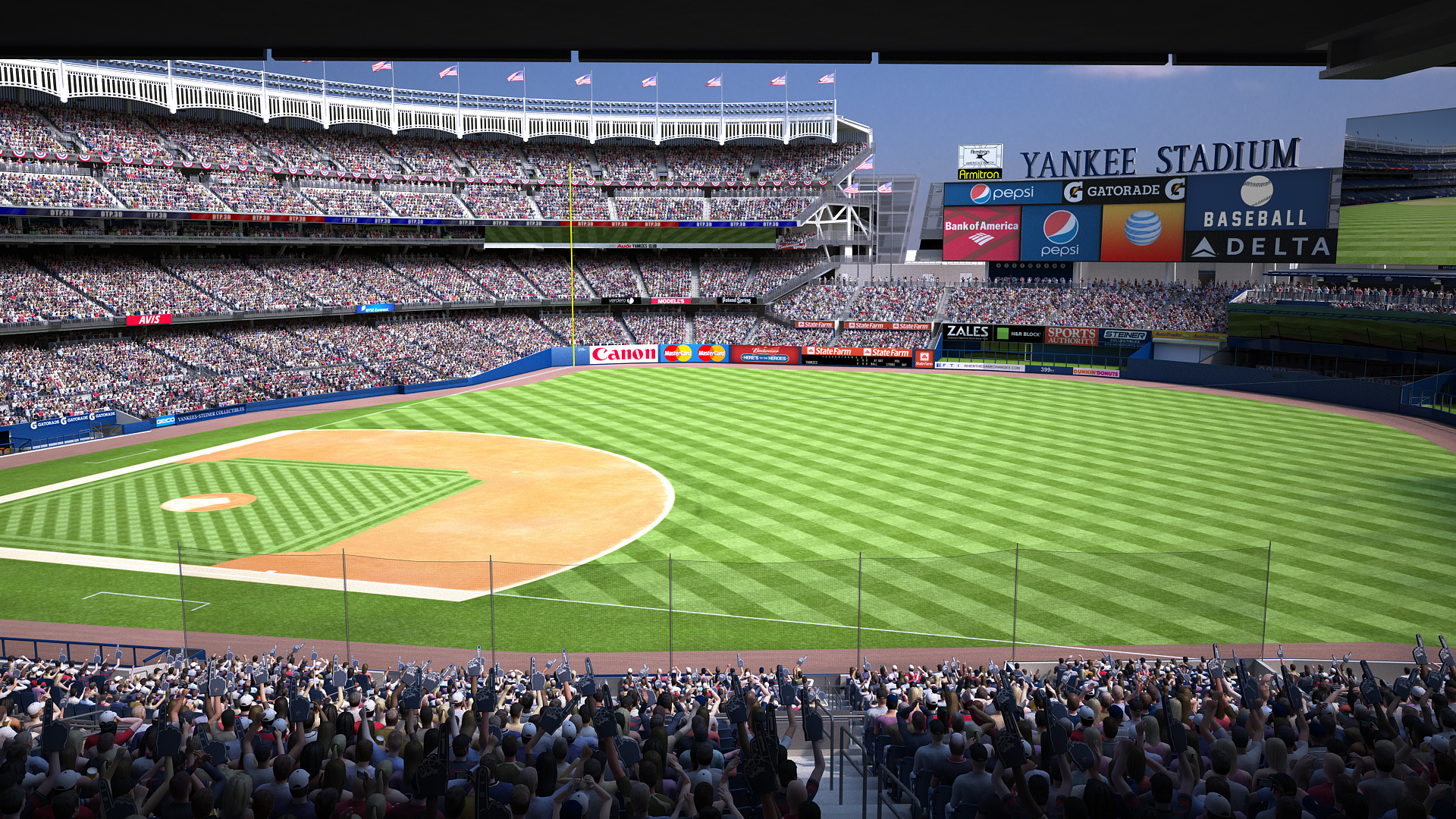 yankee stadium with animated audience