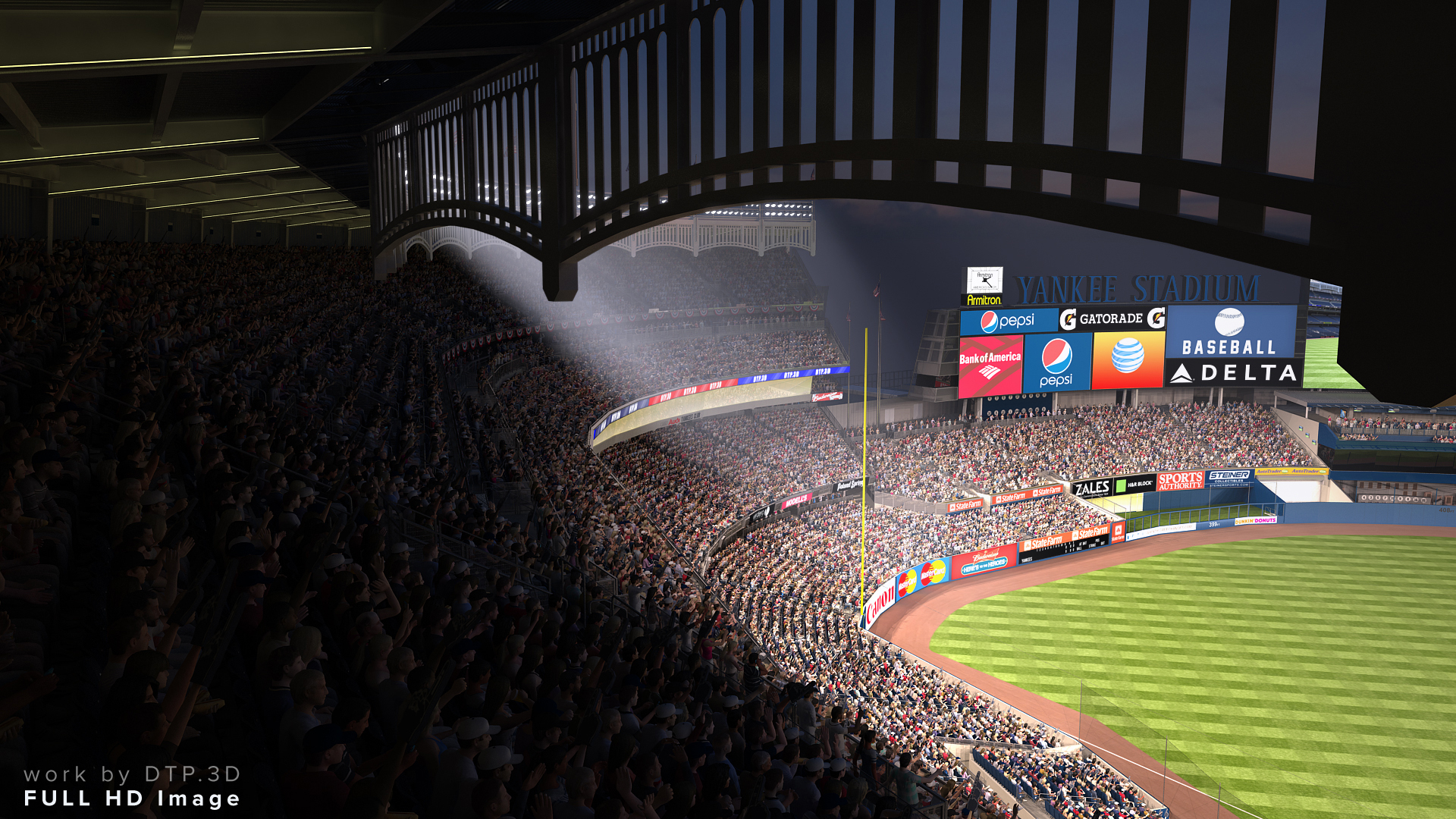 yankee stadium with animated audience