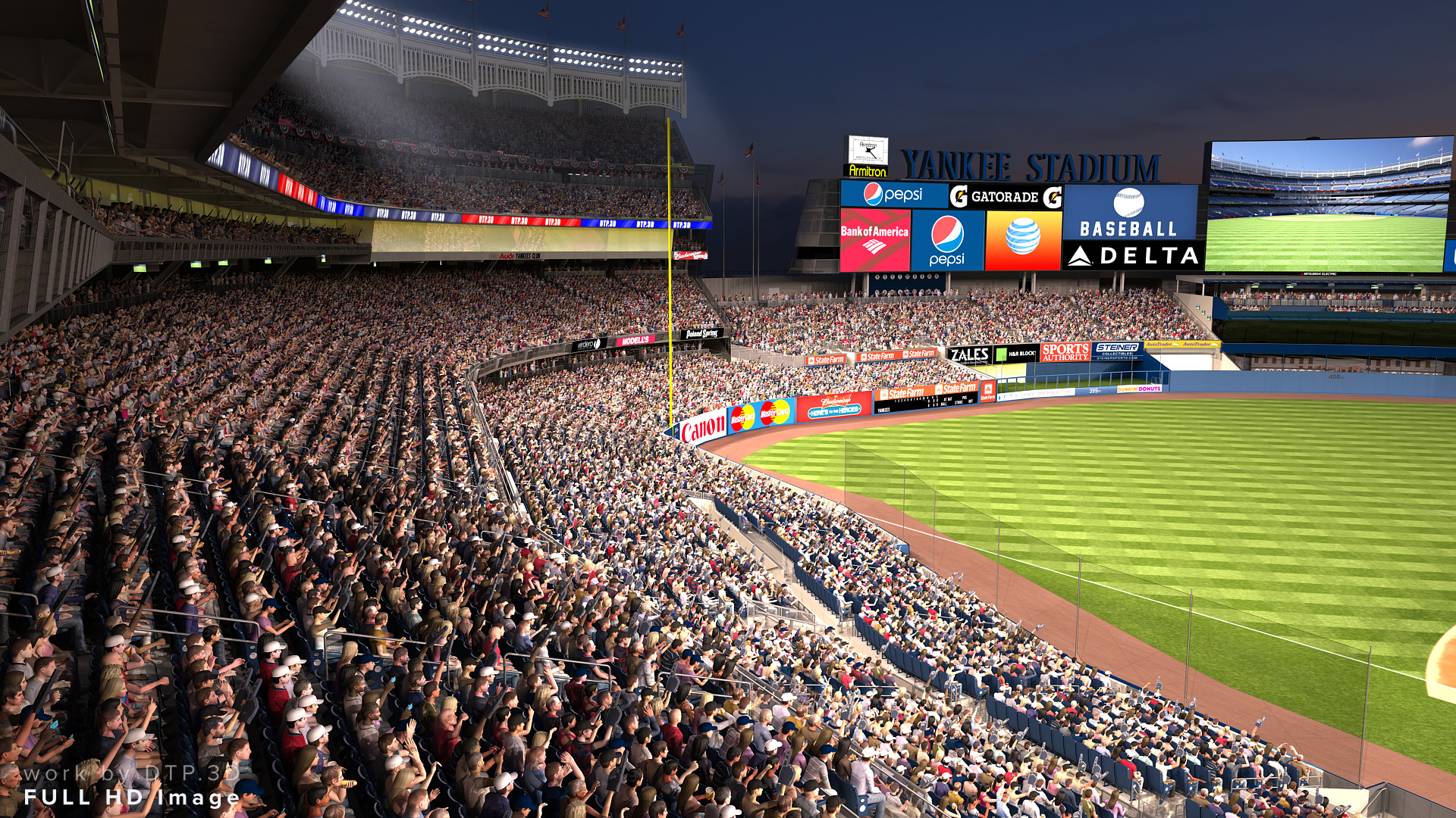 yankee stadium with animated audience