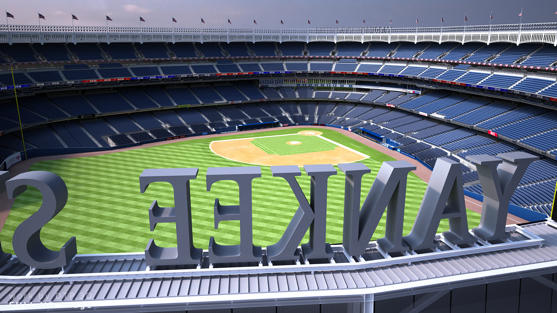 yankee stadium with animated audience