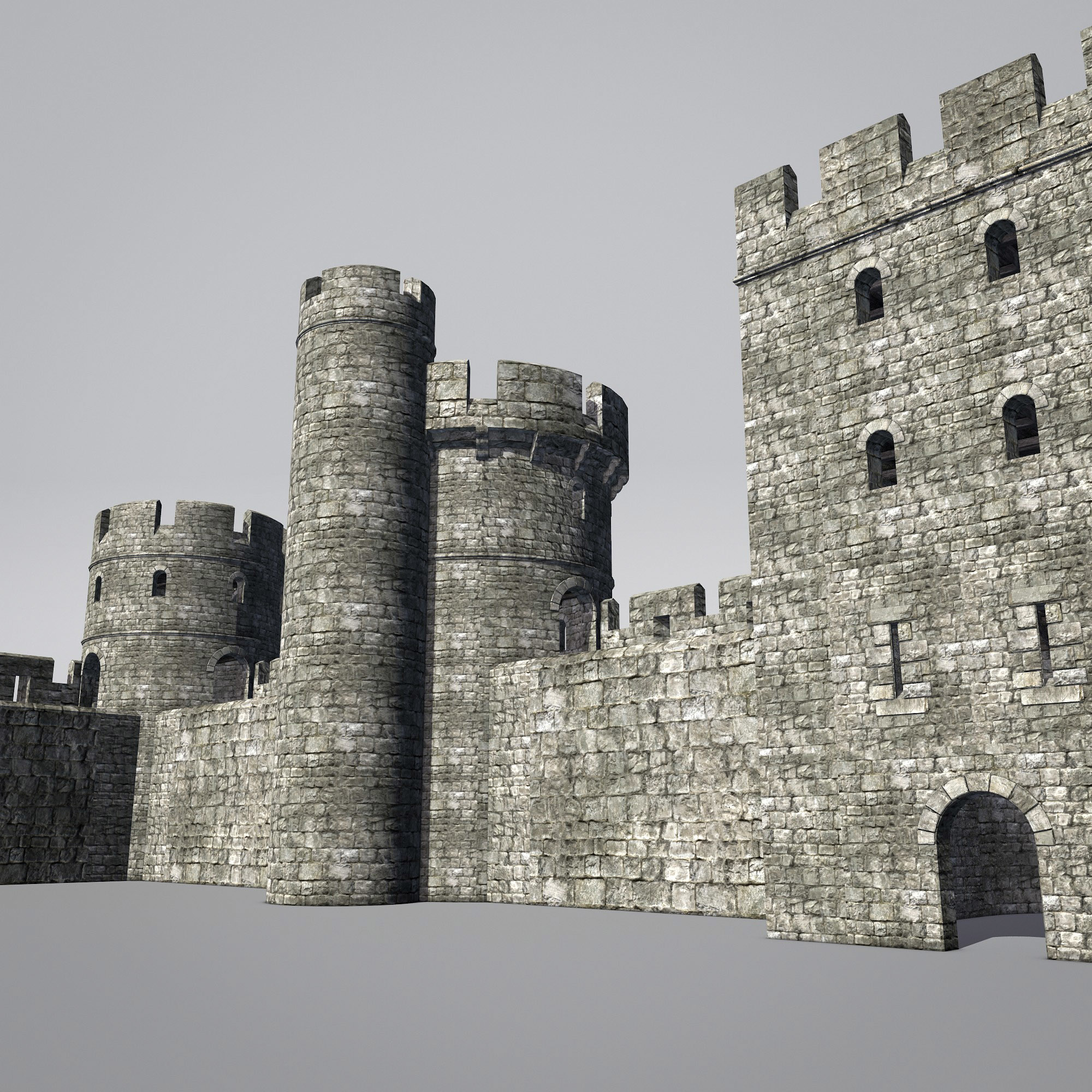 模块化圆形城堡塔创作集3d模型