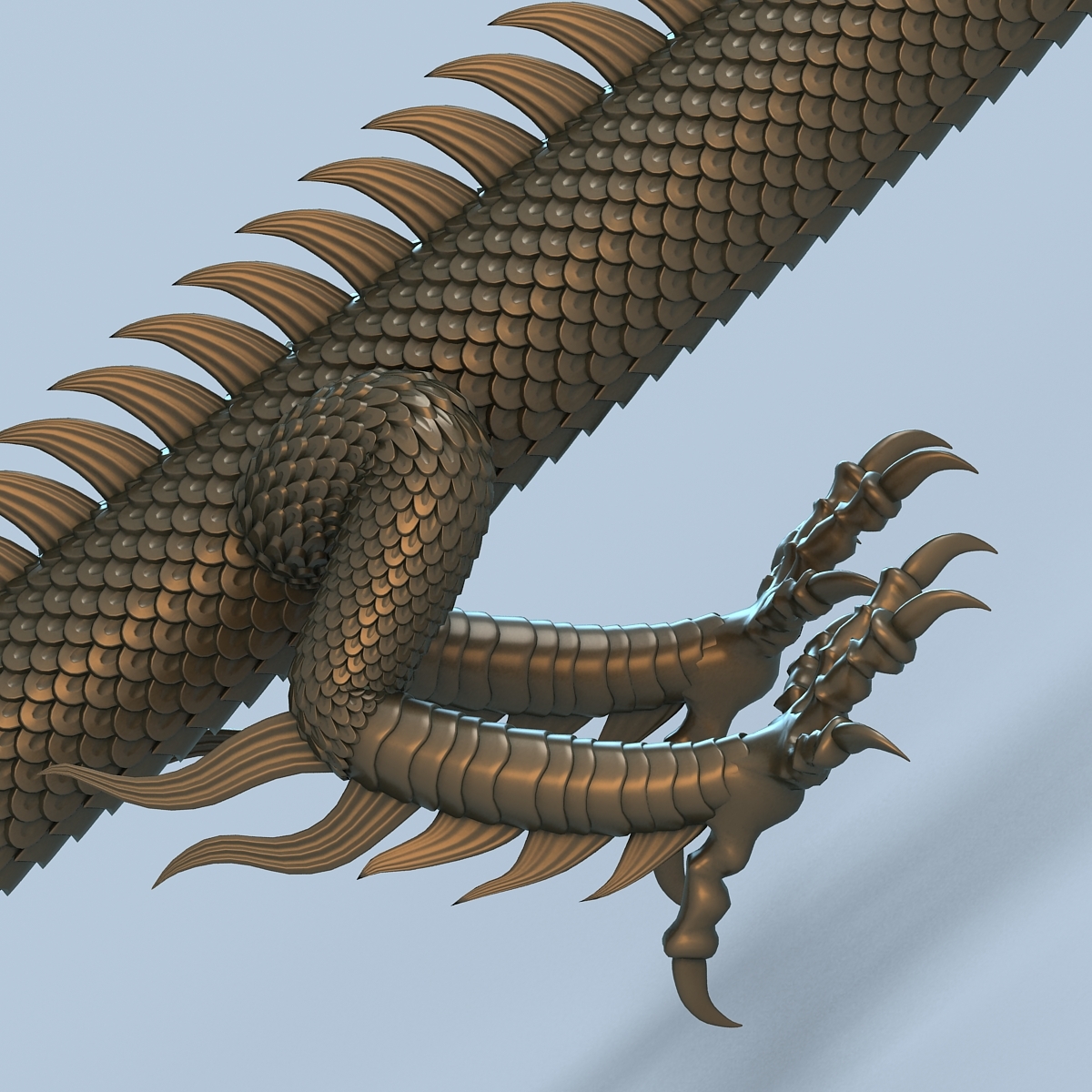 3d ancient straight dragon