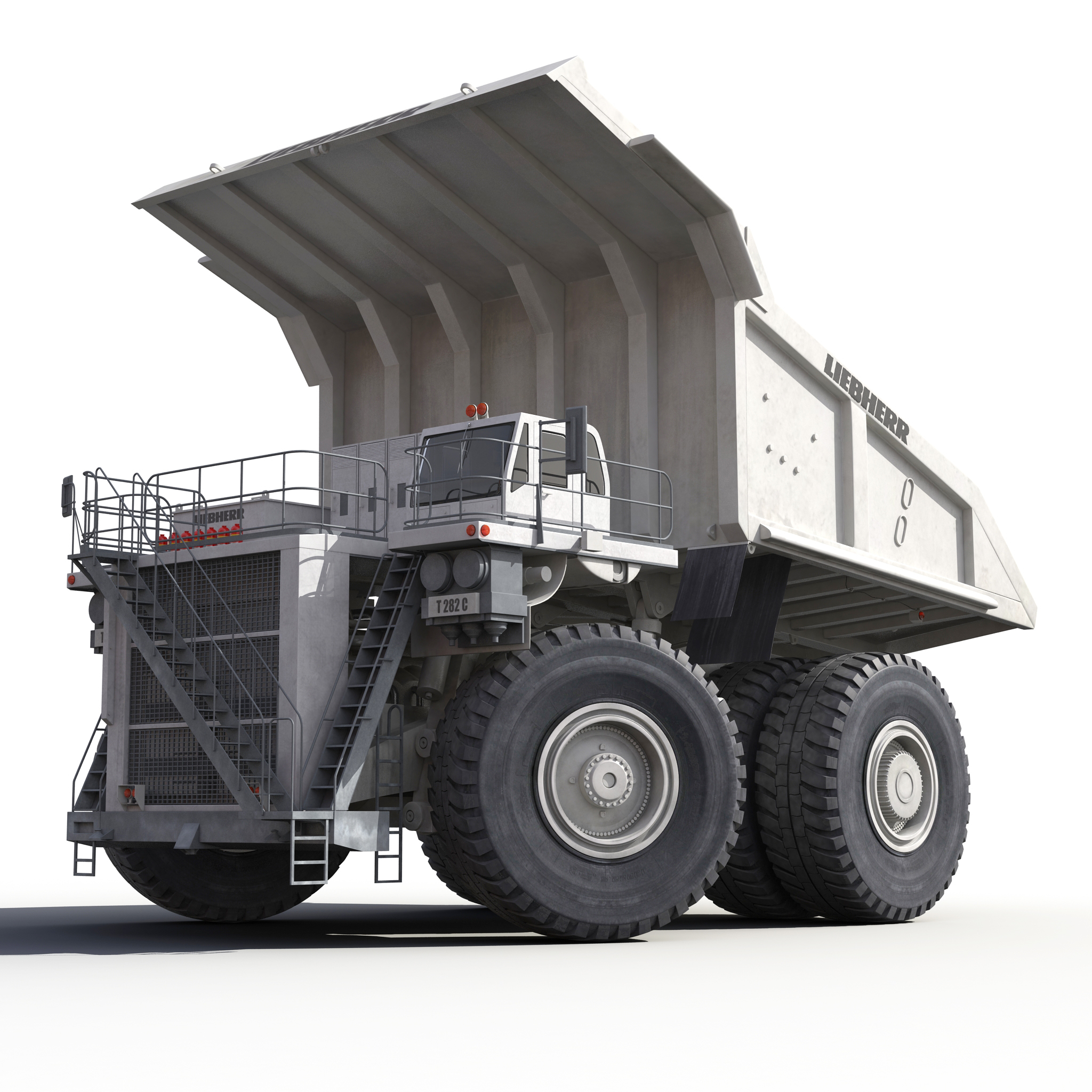 重型矿用卡车利勃海尔白色rigged 3d模型3d模型