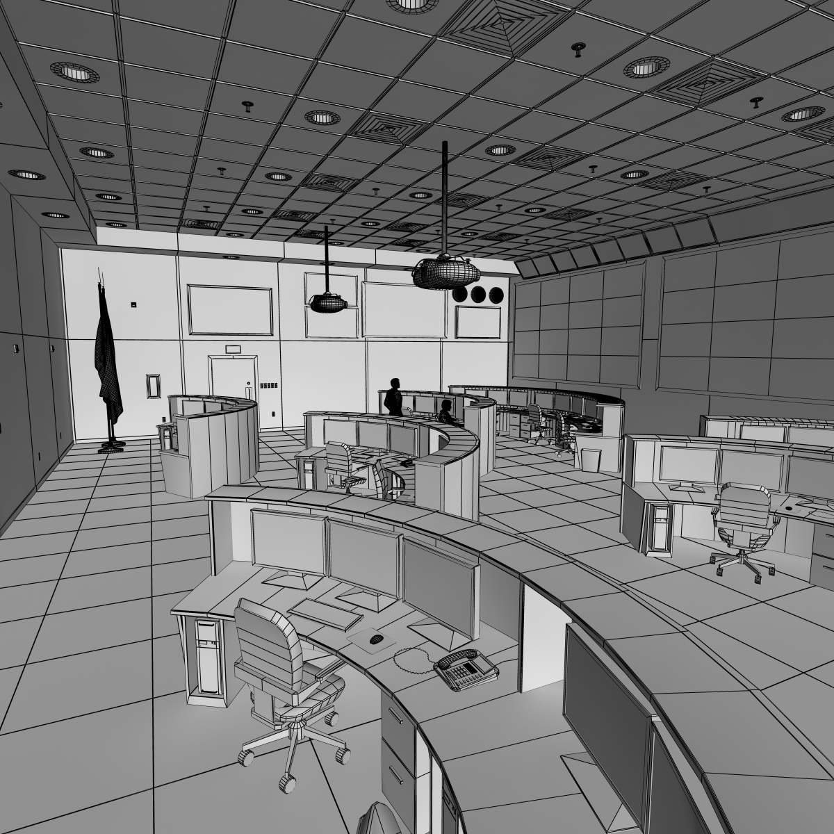 3d command center office room model