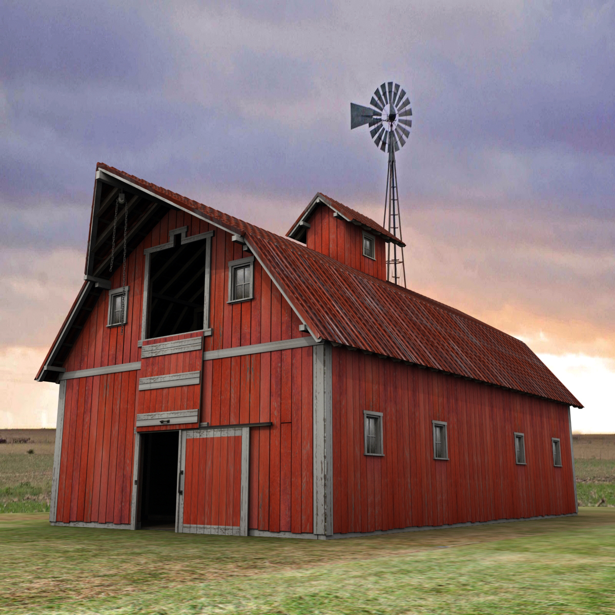 farm red barn 3d model