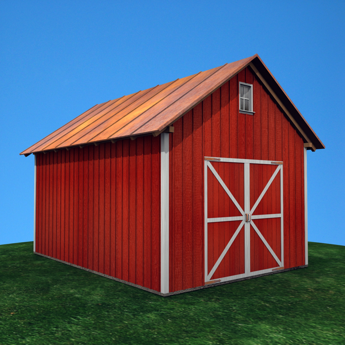 farm red barn 3d model