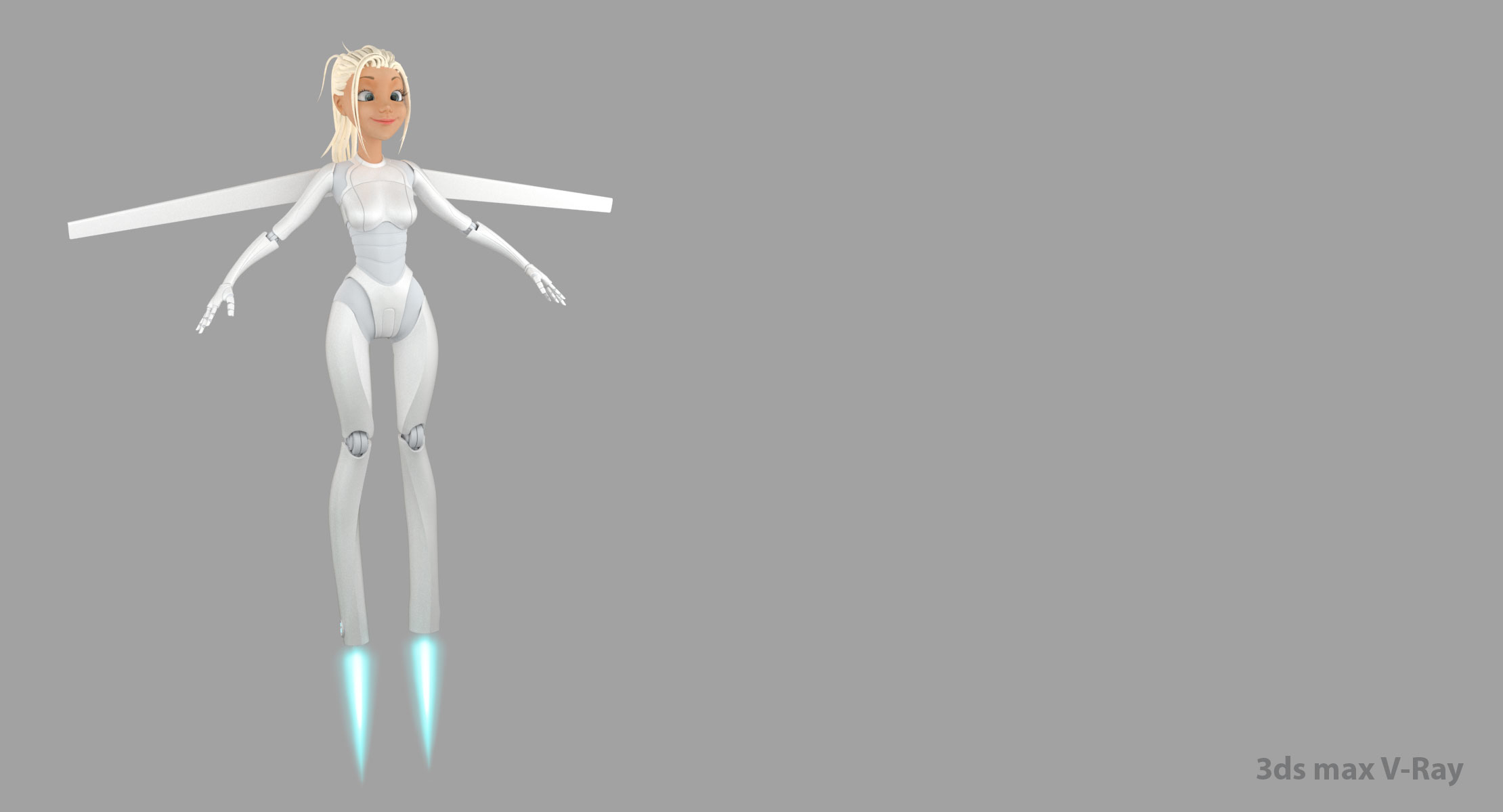 卡通机器人女孩10(白色)3d模型