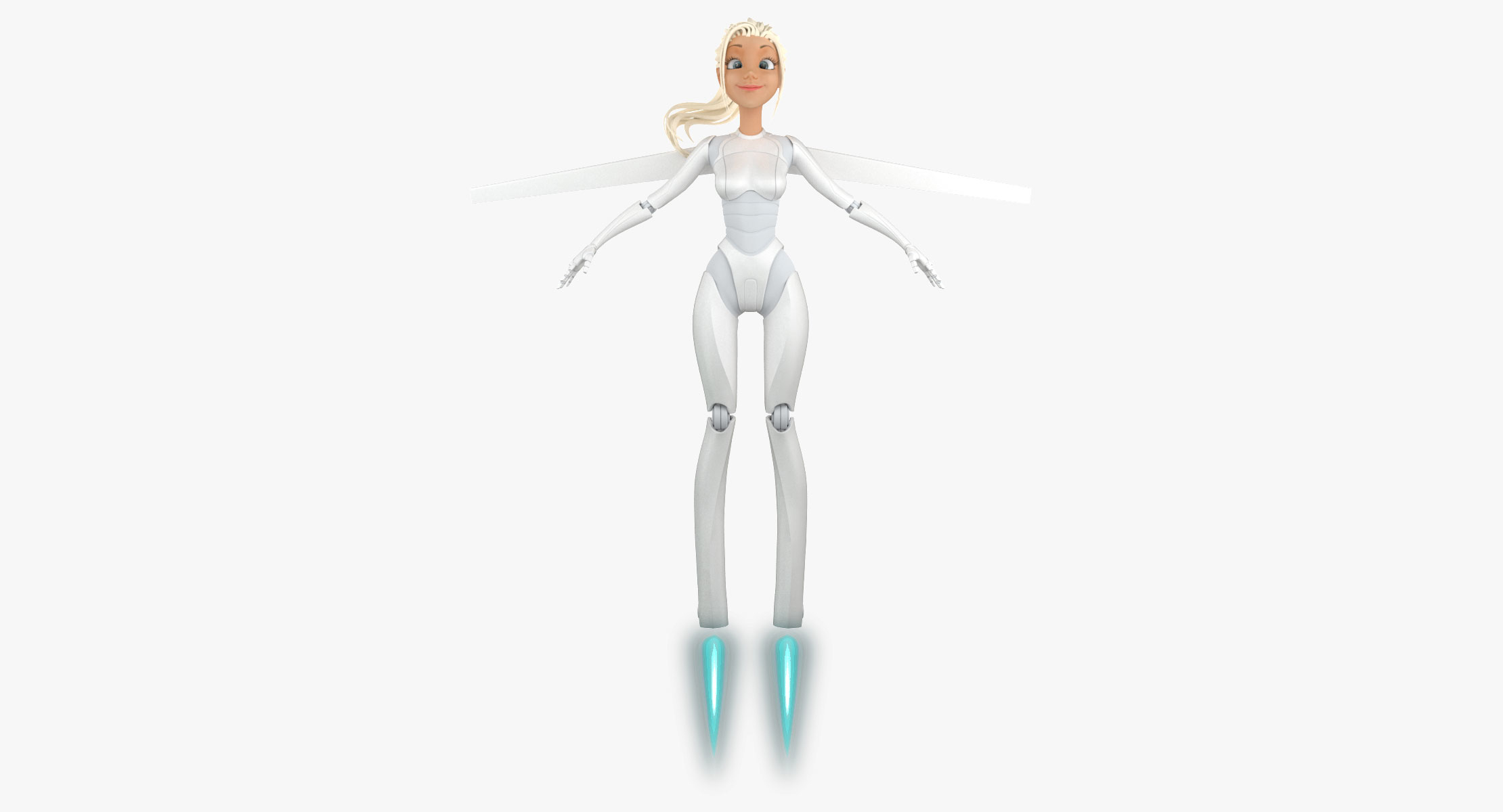 卡通机器人女孩10(白色)3d模型