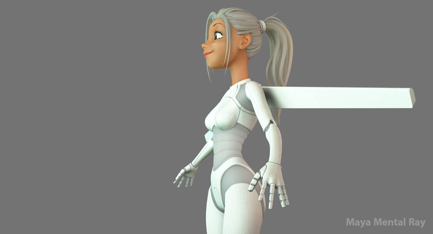 卡通机器人女孩10(白色)3d模型