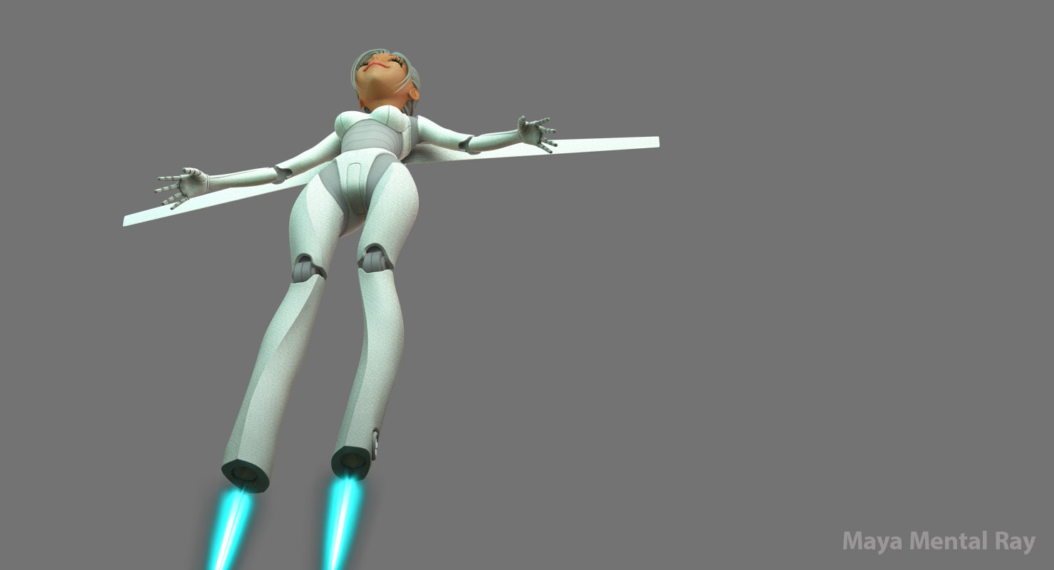 卡通机器人女孩10(白色)3d模型