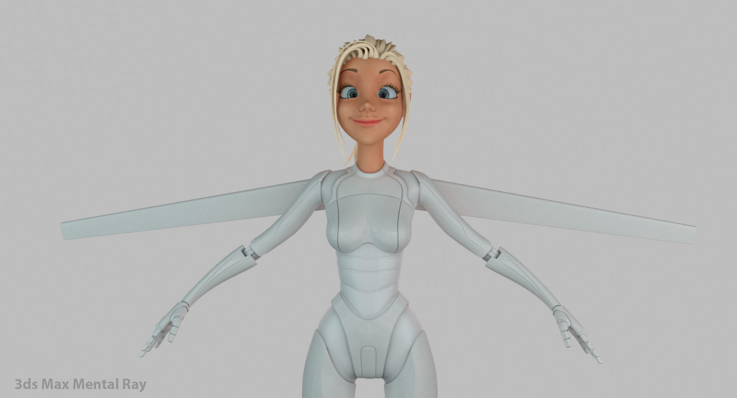 卡通机器人女孩10(白色)3d模型
