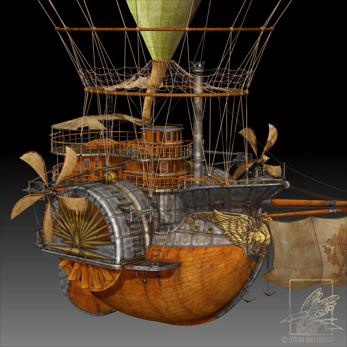 蒸汽朋克飞艇3d模型