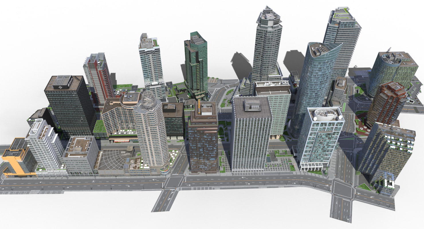 city block buildings 3d model