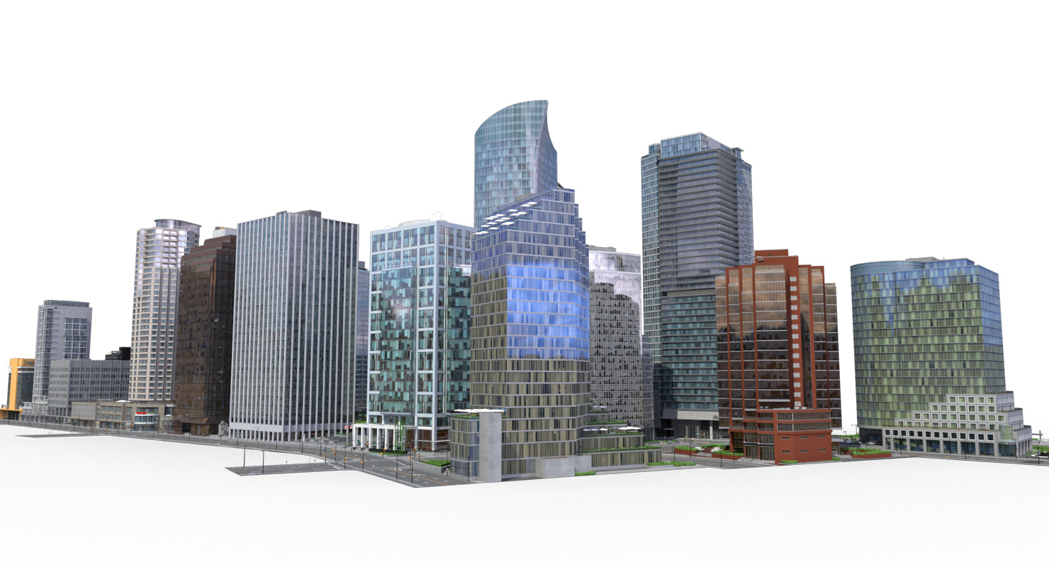 city block buildings 3d model