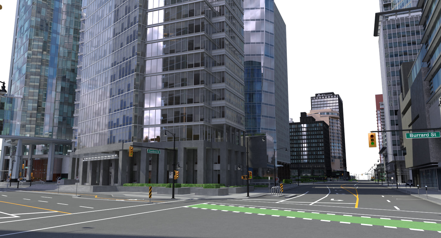 city block buildings 3d model