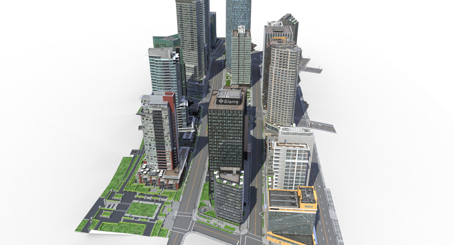 city block buildings 3d model