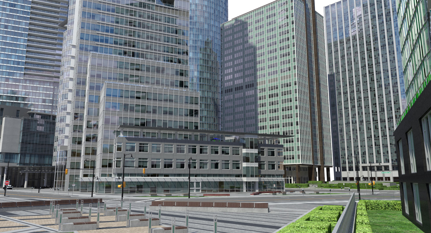 city block buildings 3d model