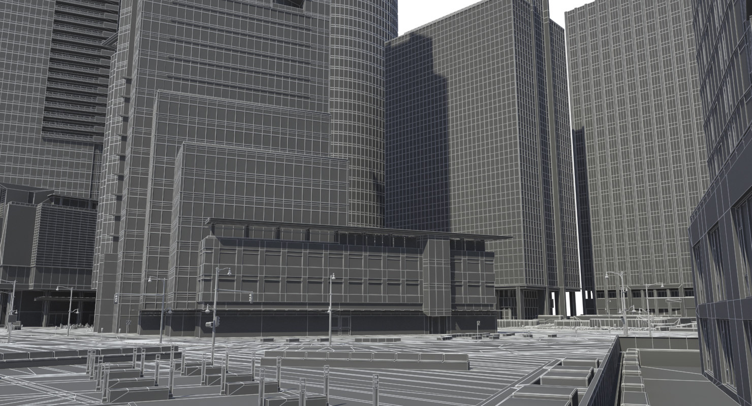 city block buildings 3d model