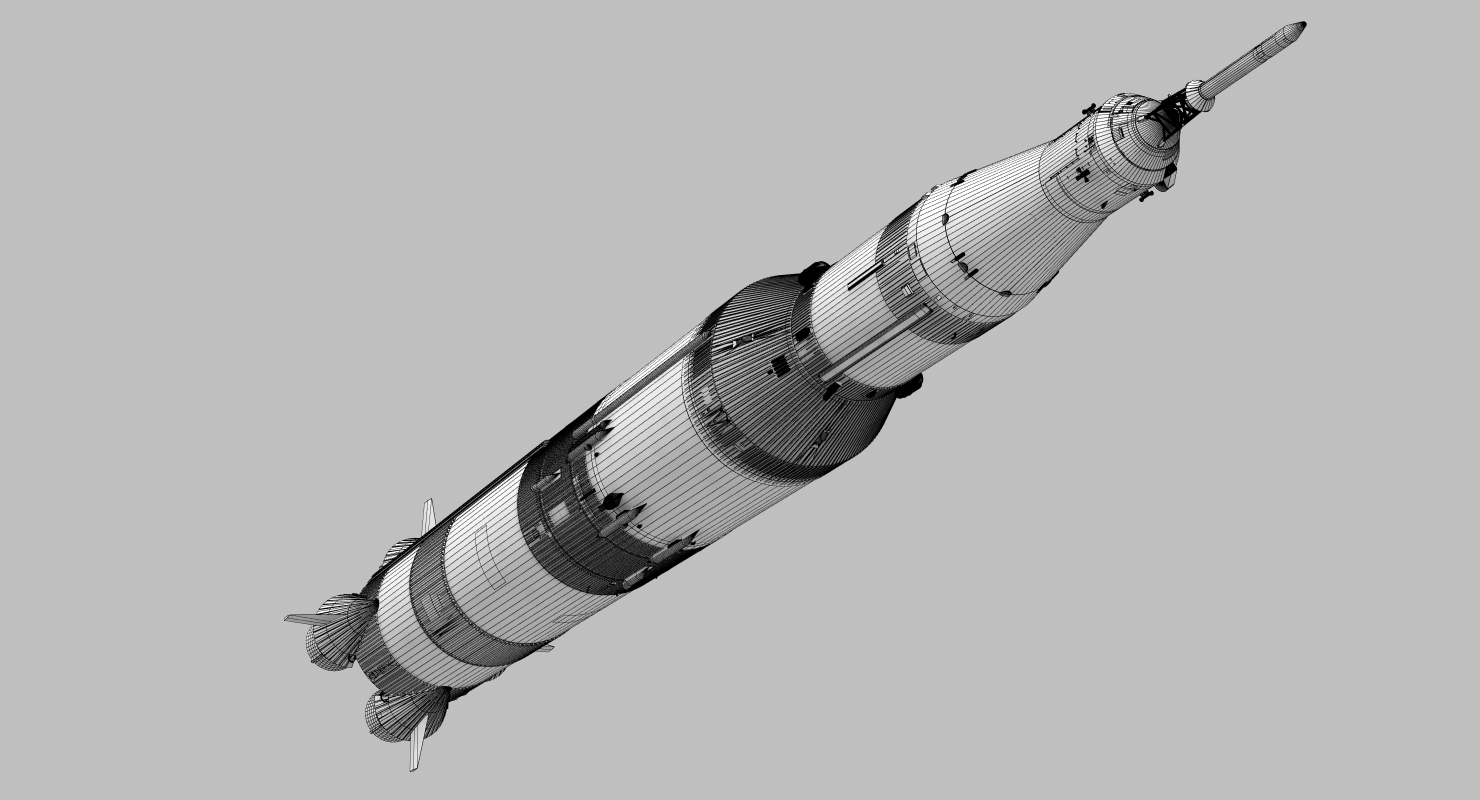 saturn v apollo spacecraft 3d model