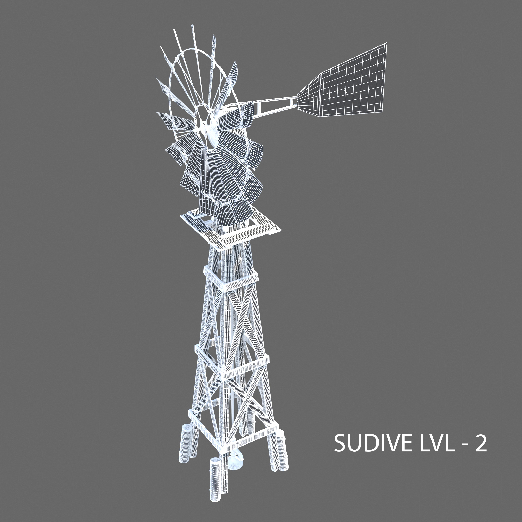 3d model old farm windmill