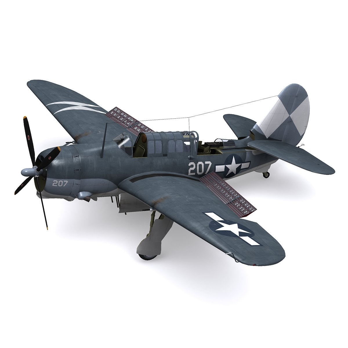 sb2c-4 helldiver - uss essex 1045年4月3d模型