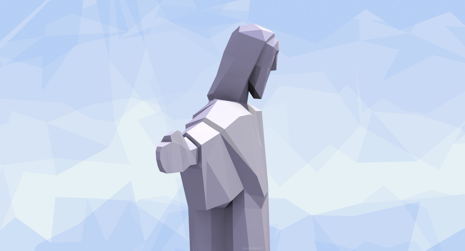 lowpoly christ the redeemer brazil statue