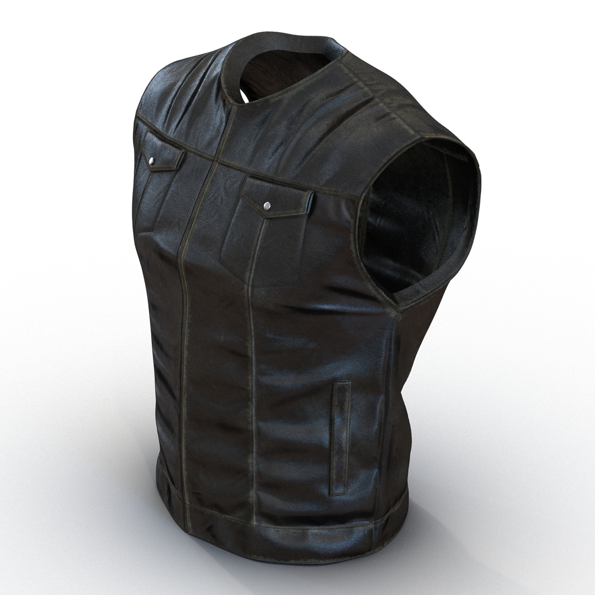 3d model of leather biker vest generic