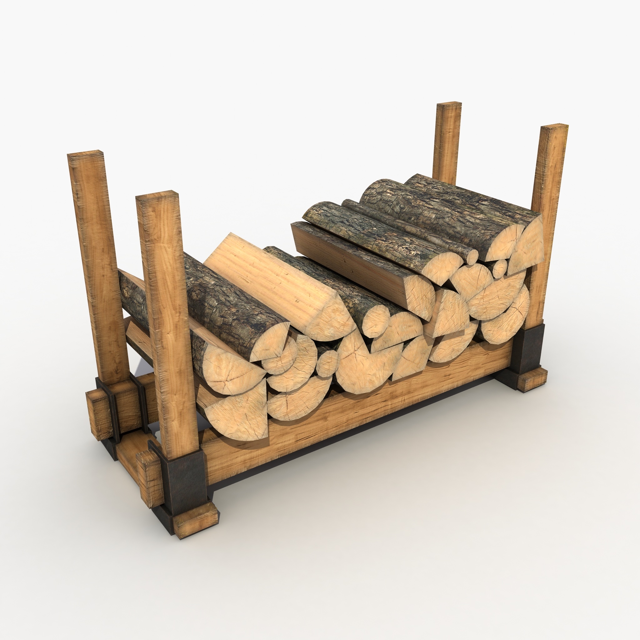 3d firewood stack wood model