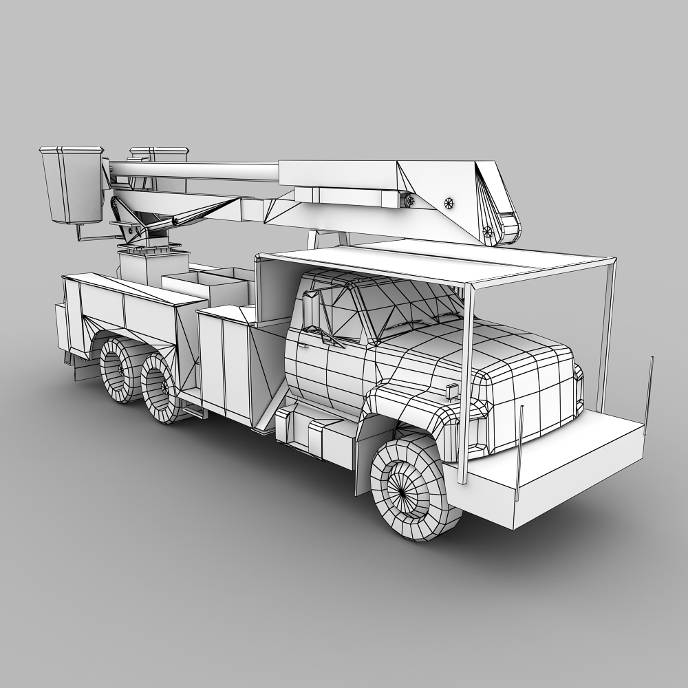 utility bucket truck - low poly