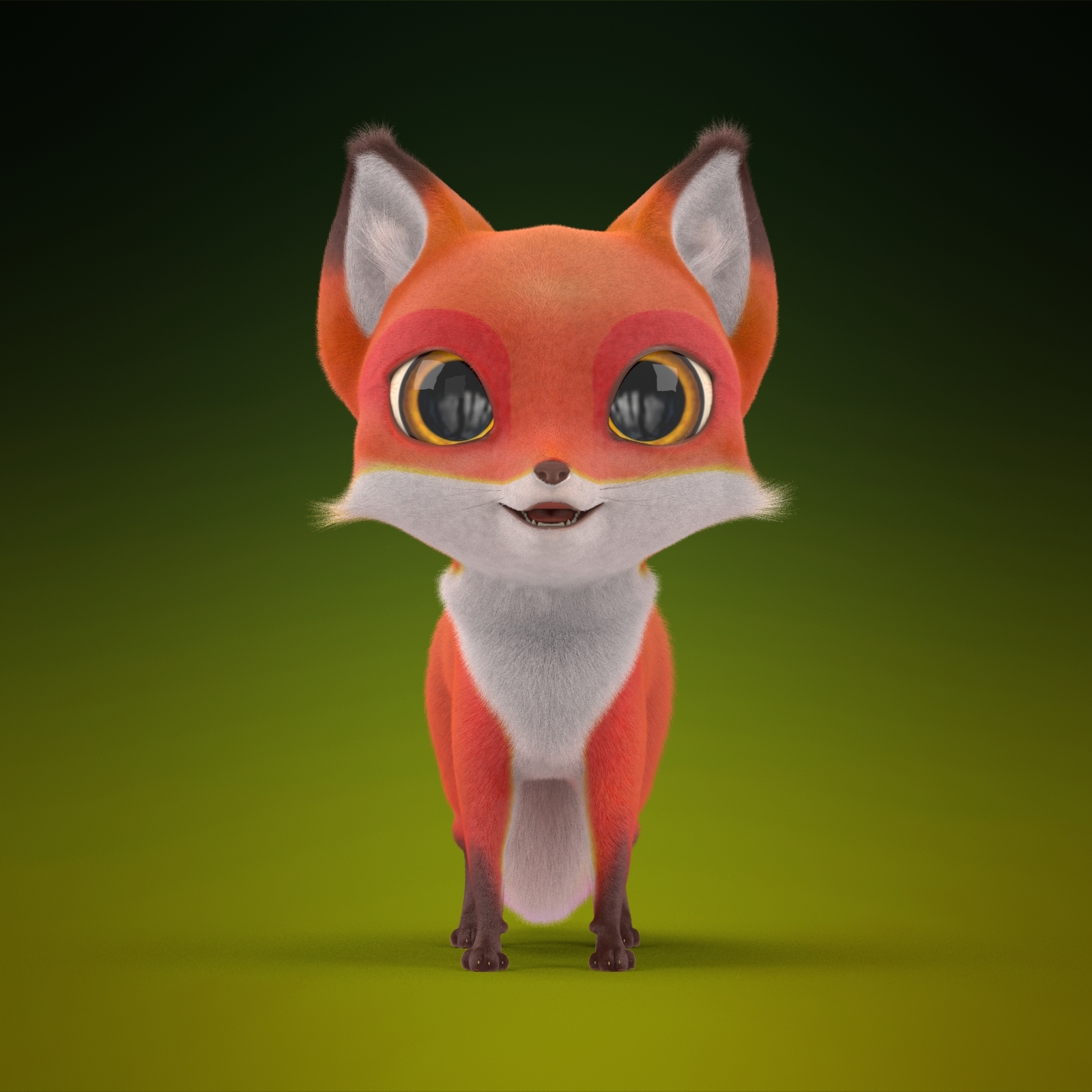 卡通狐狸(毛皮)3d模型