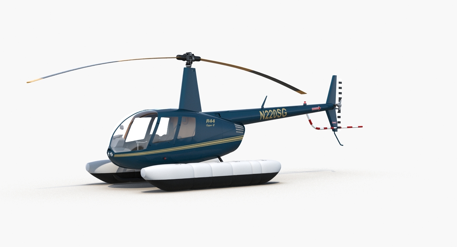 3d model helicopter robinson r44 floats