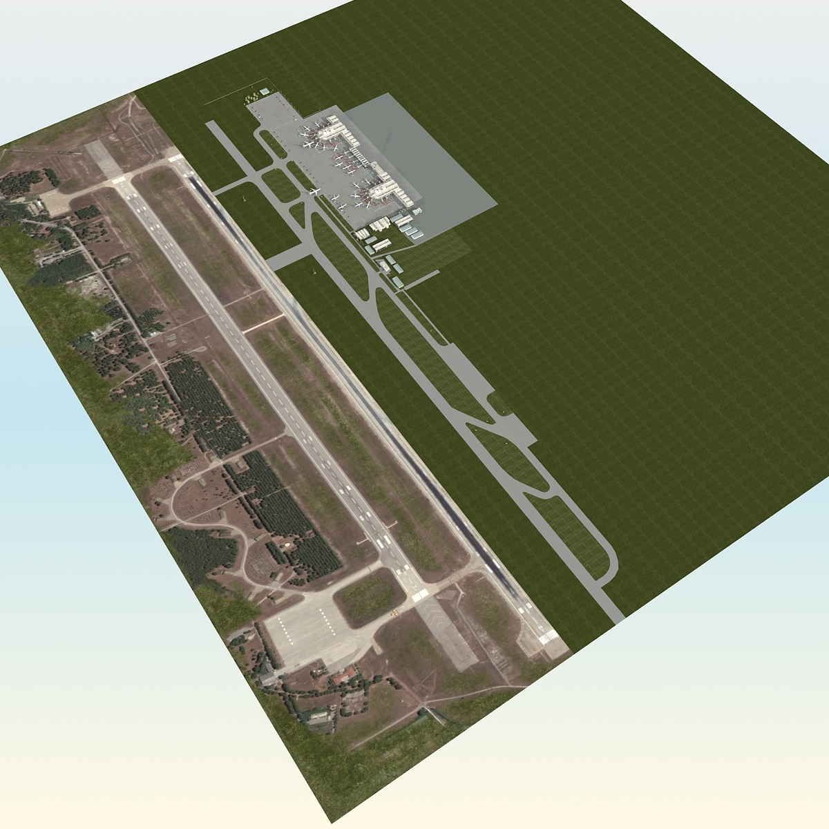 高级机场车辆和飞机3d模型