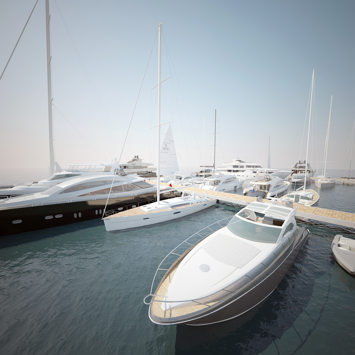 3d yachts marina sailboat model