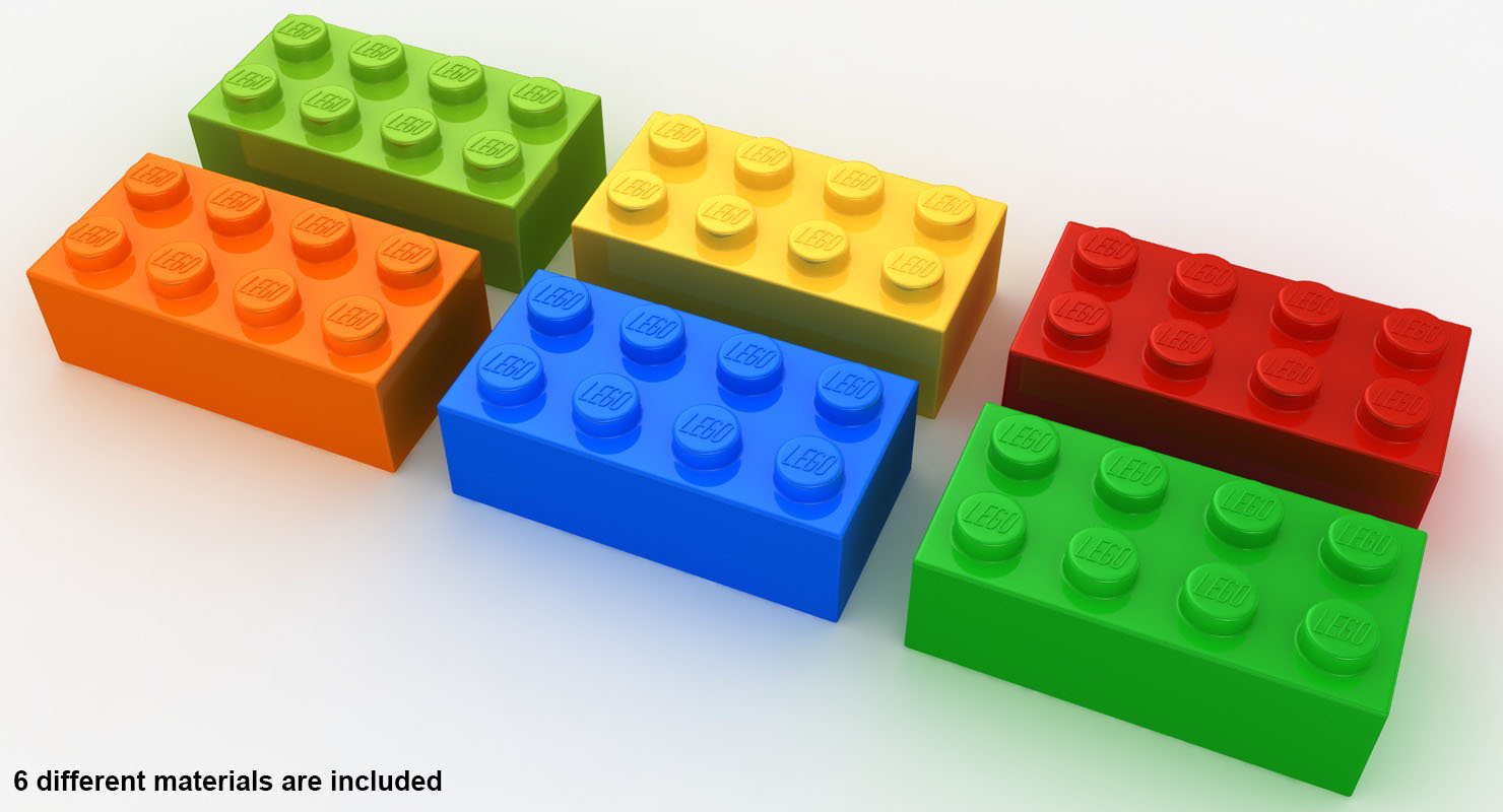 3d model realistic lego brick 2x4