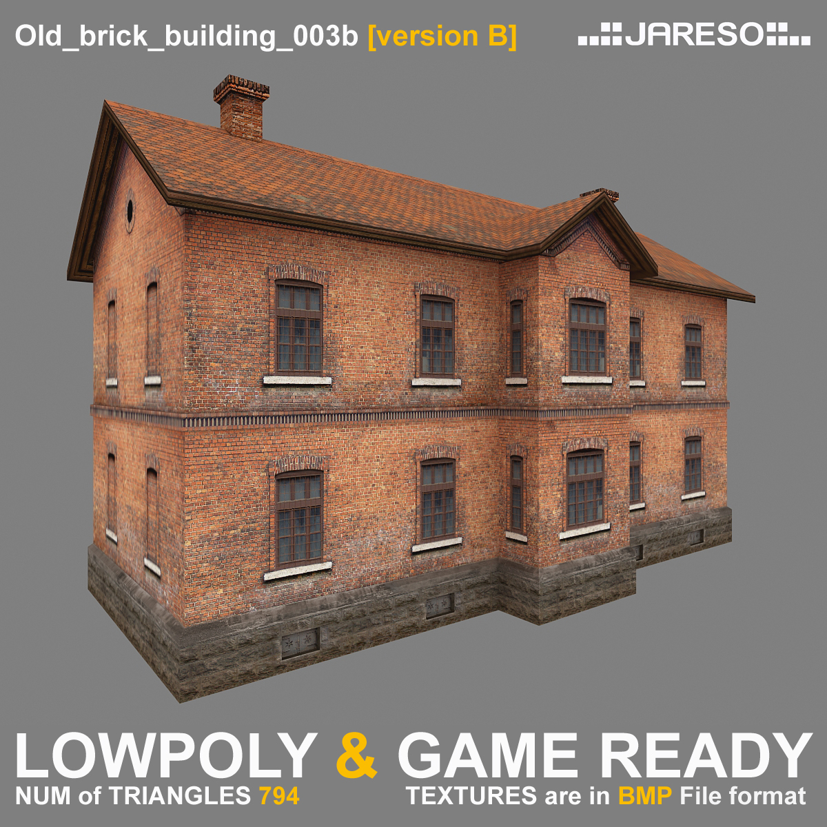 lowpoly老砖瓦房 - 老砖建筑物003b3d模型