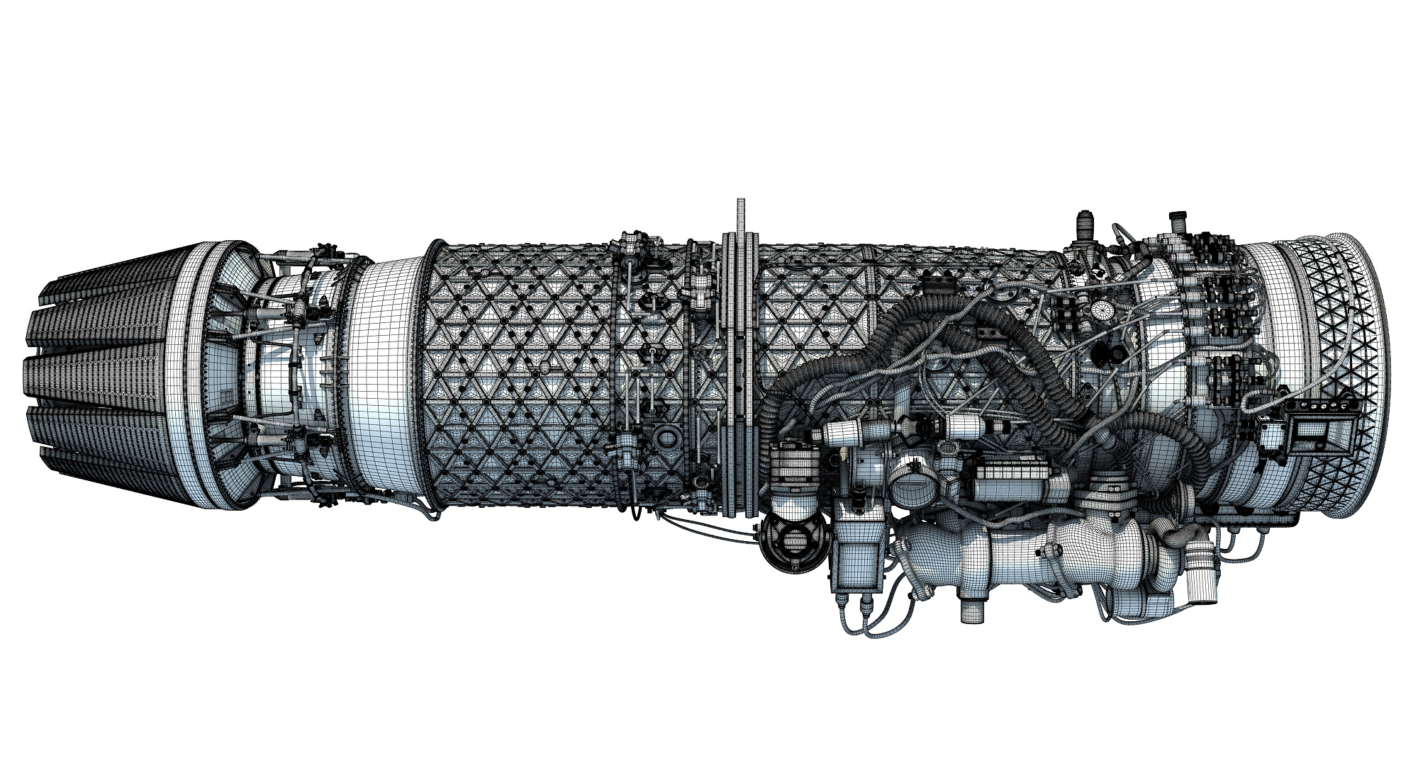 eurojet ej200军用涡轮风扇喷气发动机3d模型