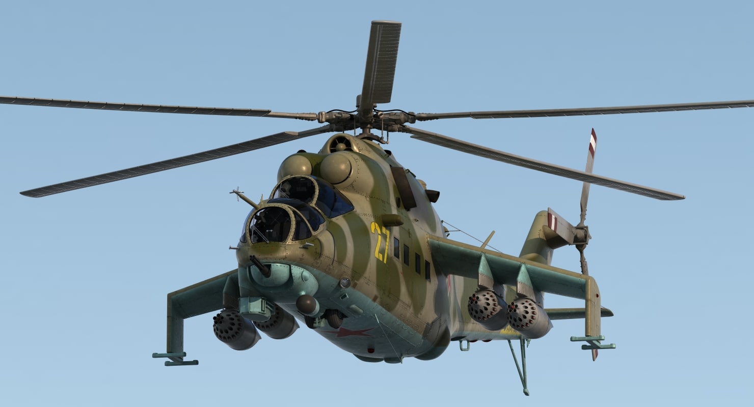 俄罗斯攻击直升机mil mi-24b rigged3d模型