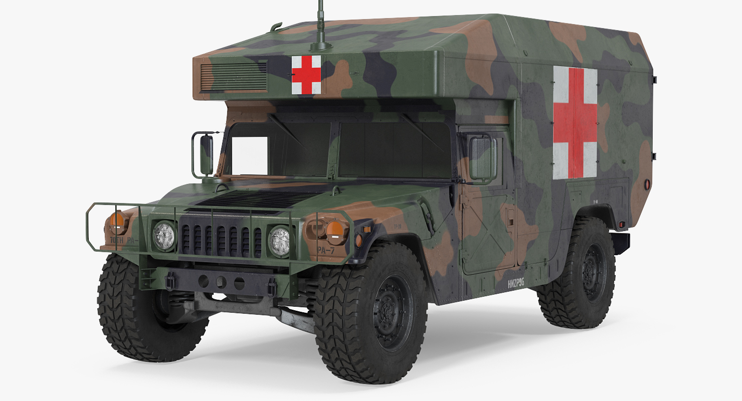 救护车军车hmmwv m997迷彩3d模型