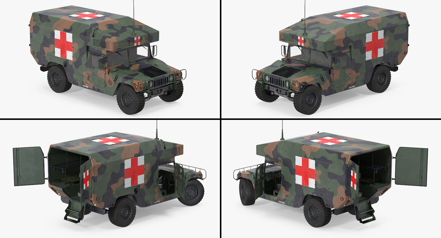 救护车军车hmmwv m997迷彩3d模型