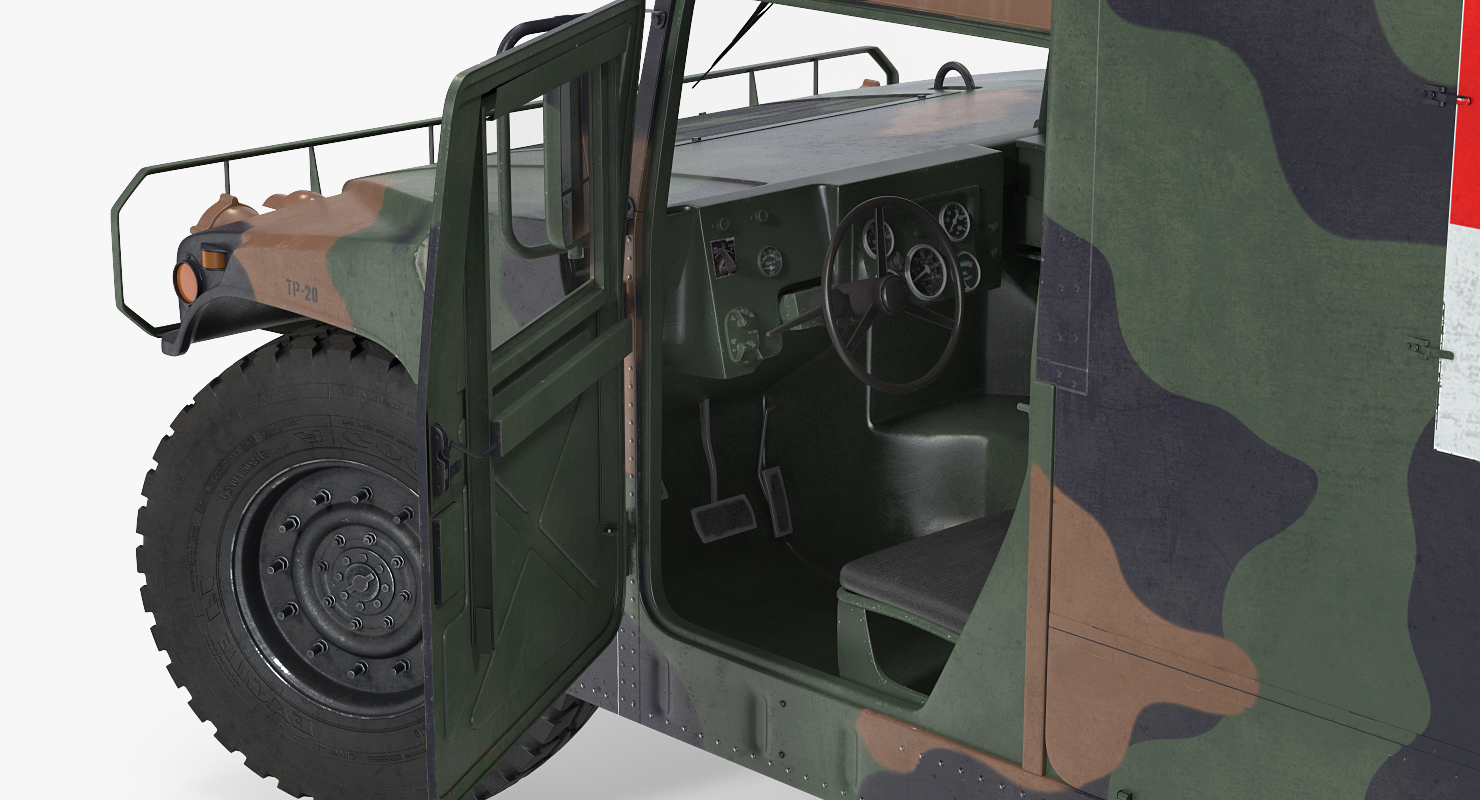 救护车军车hmmwv m997迷彩3d模型