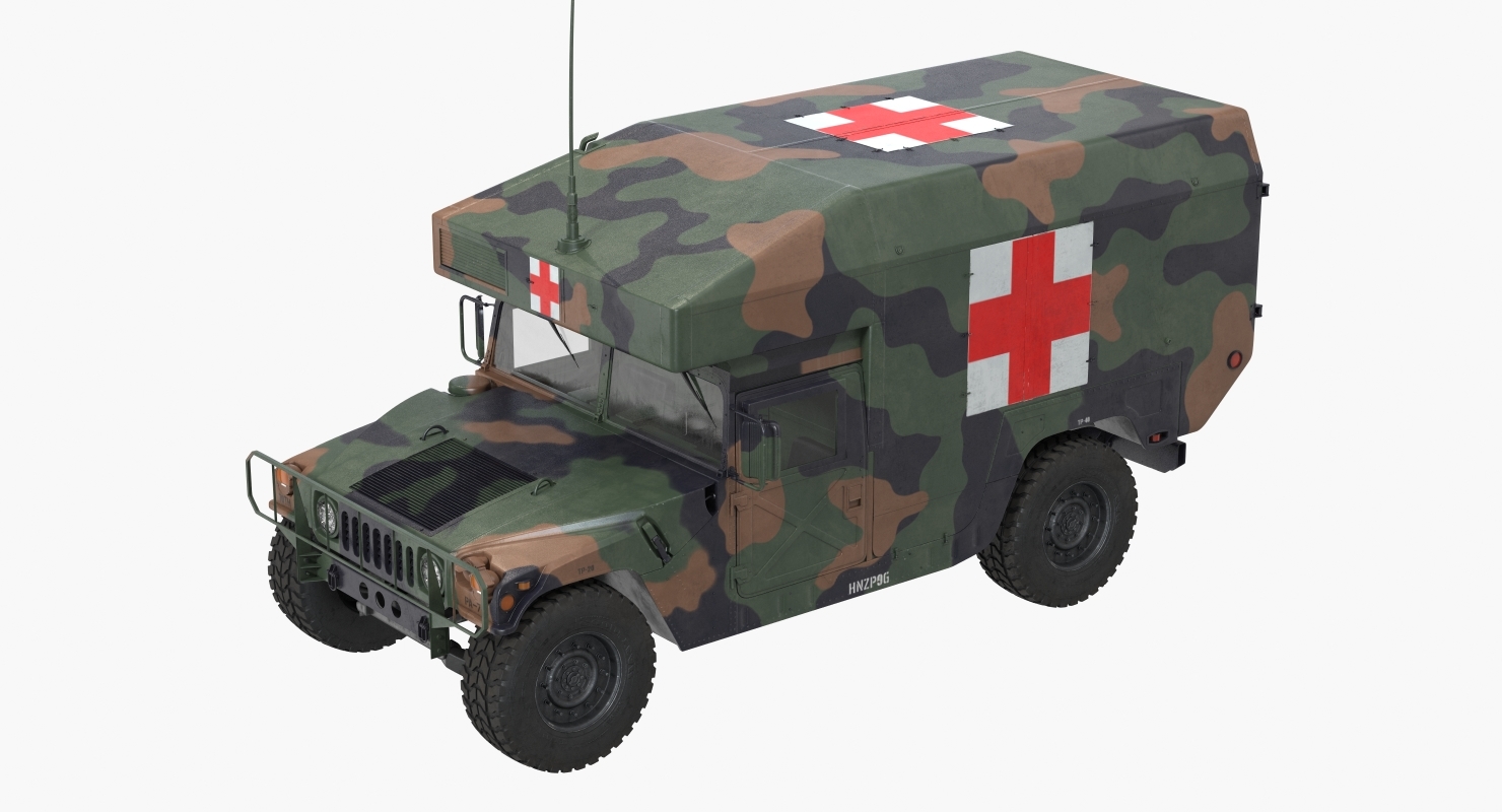 救护车军车hmmwv m997迷彩3d模型