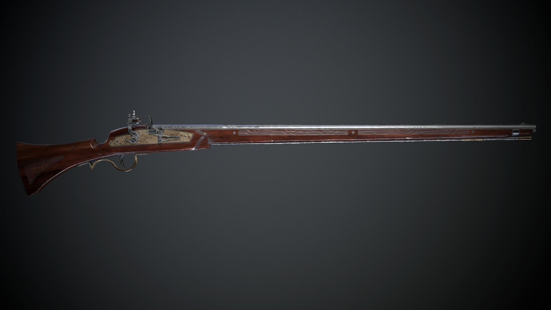 长燧发枪musket - 模型和纹理3d模型
